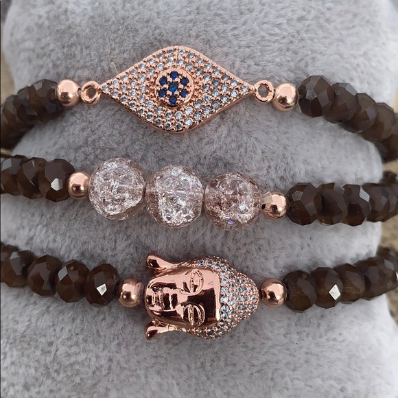 Rose Chocolate Buddha Bracelet Set - Picture 4 of 6